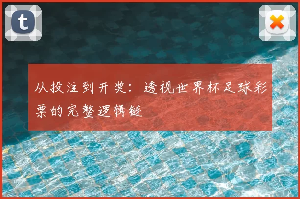 从投注到开奖：透视世界杯足球彩票的完整逻辑链